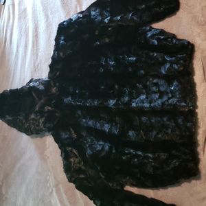 Mary McFadden Black Platinum USA Mink Fur w/Detachable Hood Woman's 4xl
